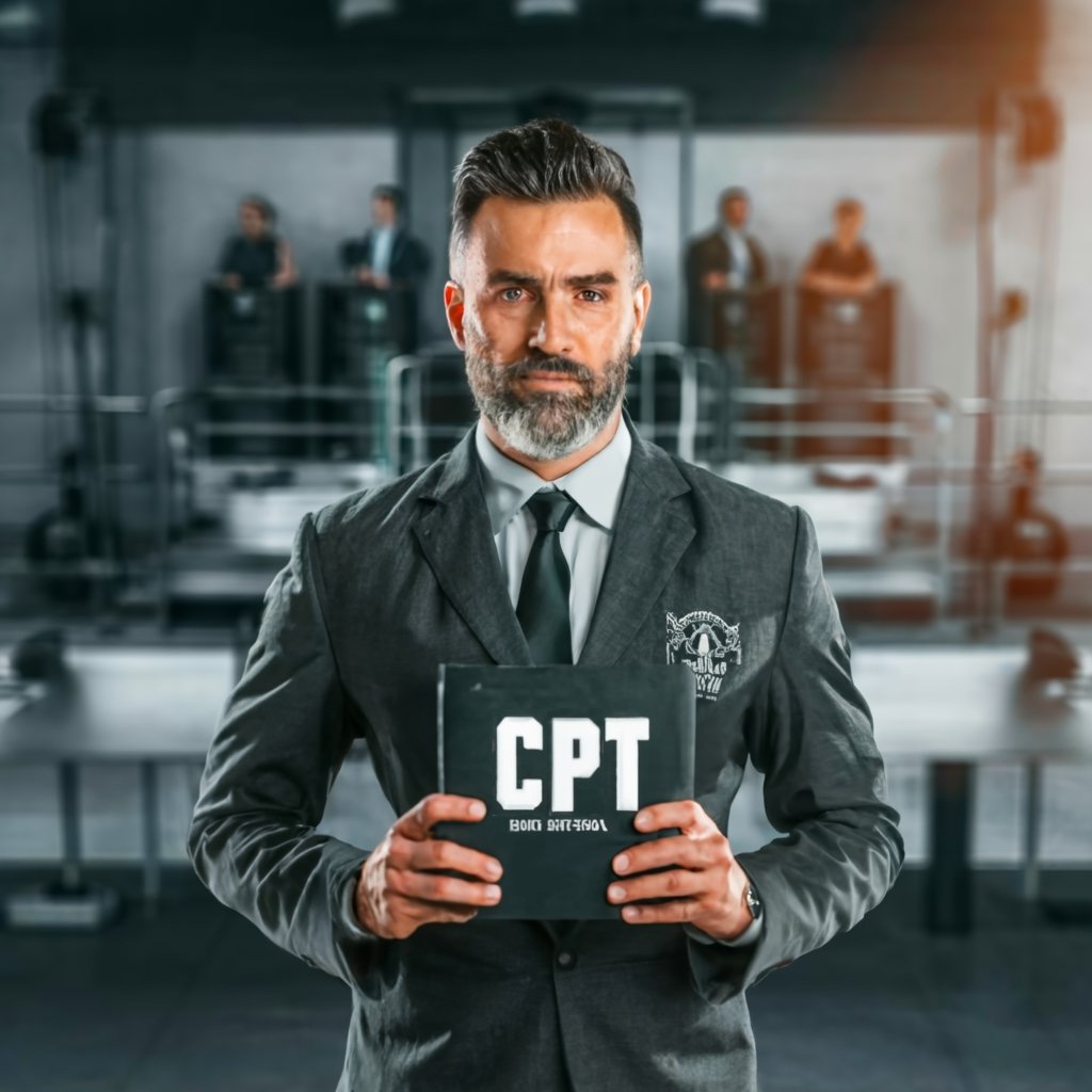 Personal trainer holding a book during an exam